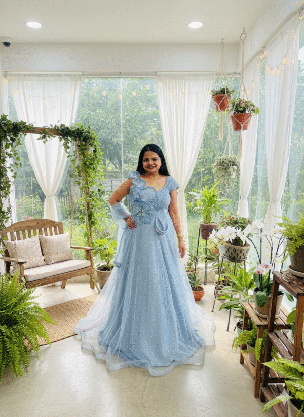 sky Blue Party Wear Gown