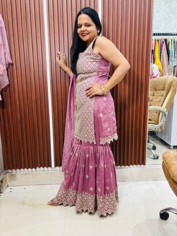 Pink colour party wear sharara Suit - Image 4