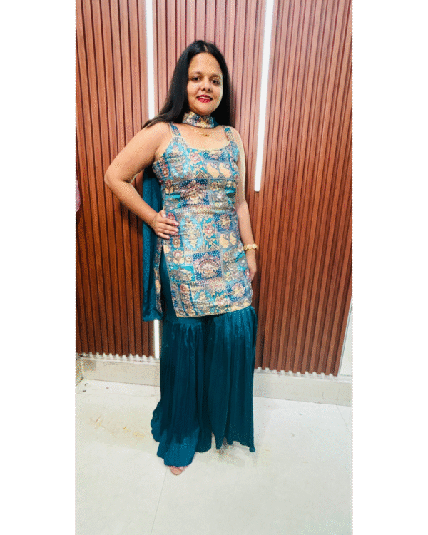 Blue Coloured Sharara Suit - Image 2