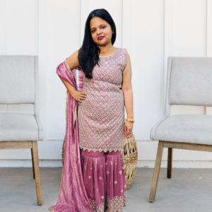 Pink colour party wear sharara Suit