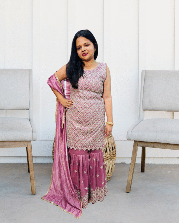 Pink colour party wear sharara Suit