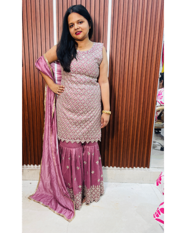 Pink colour party wear sharara Suit - Image 2